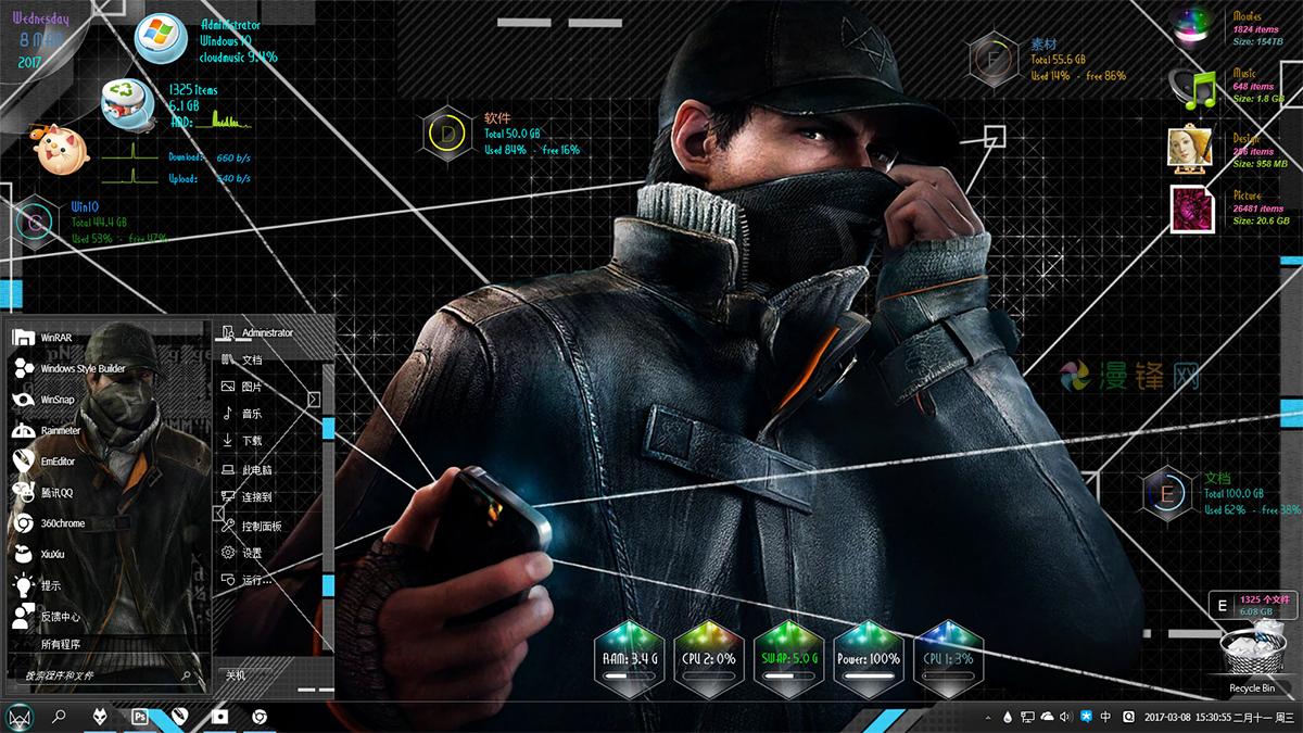 看门狗艾登皮尔斯win7主题win8主题win10主题